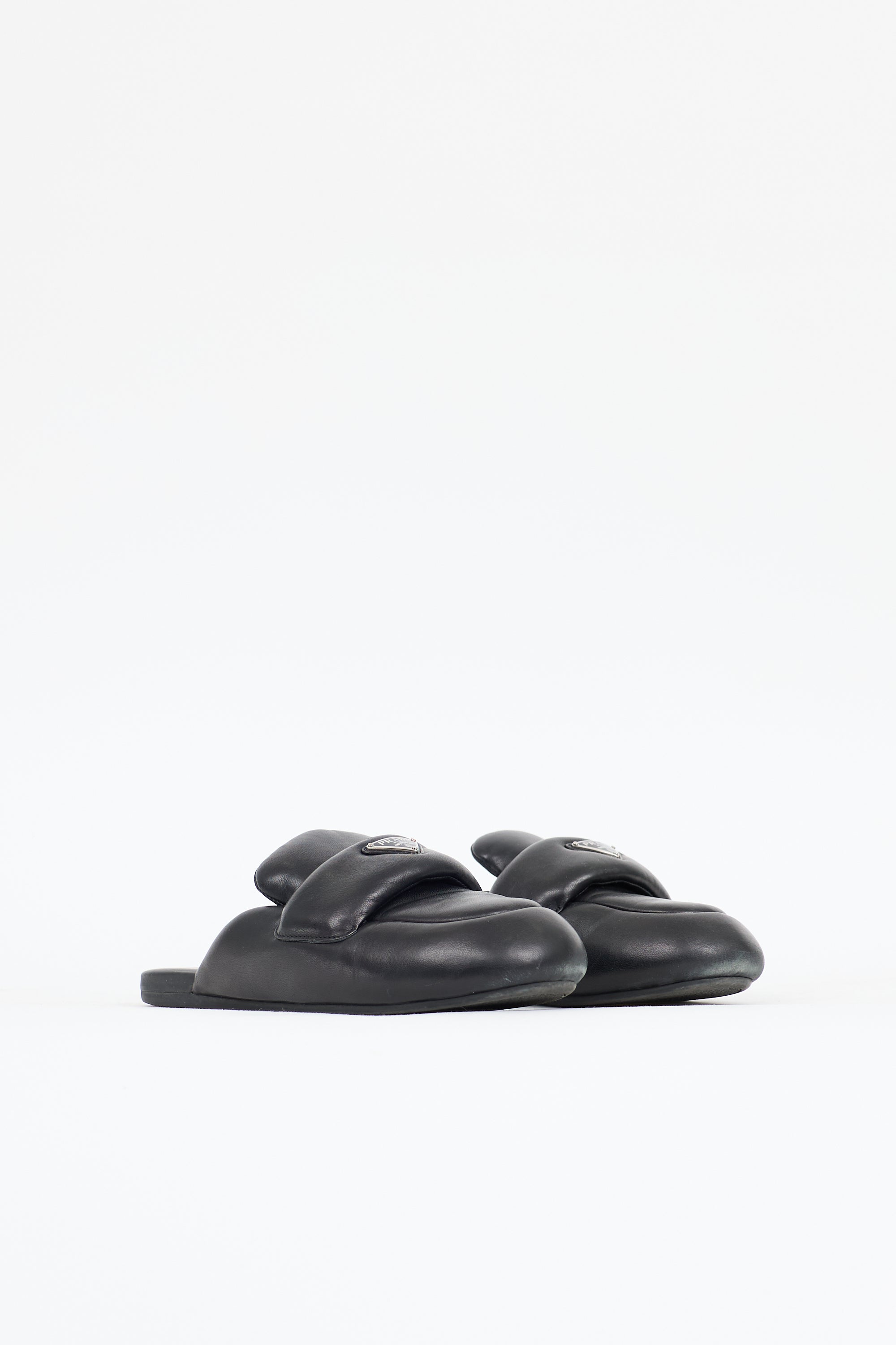 Prada Leather Padded Loafer Mule