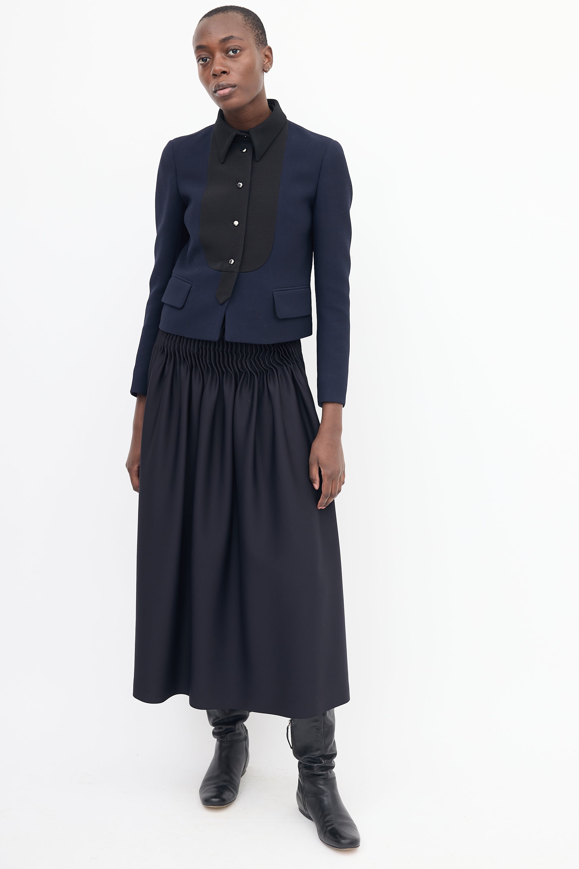 Prada Black & Navy Cropped Jacket