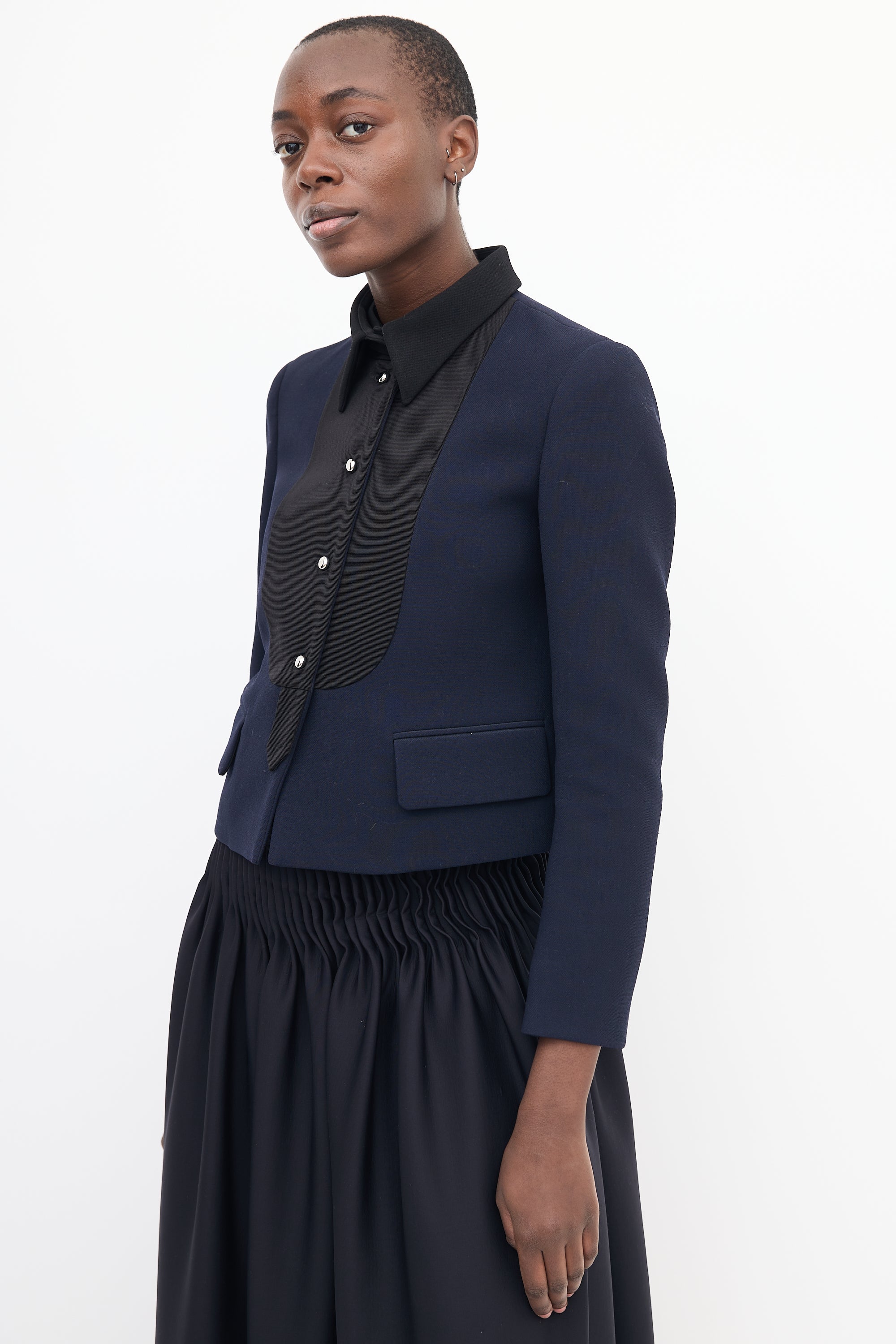Prada Black & Navy Cropped Jacket