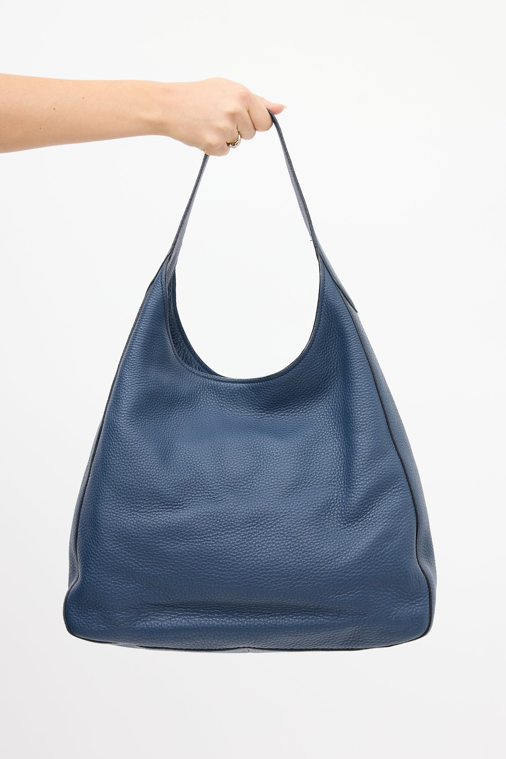 Prada Navy Pebbled Leather Shoulder Bag
