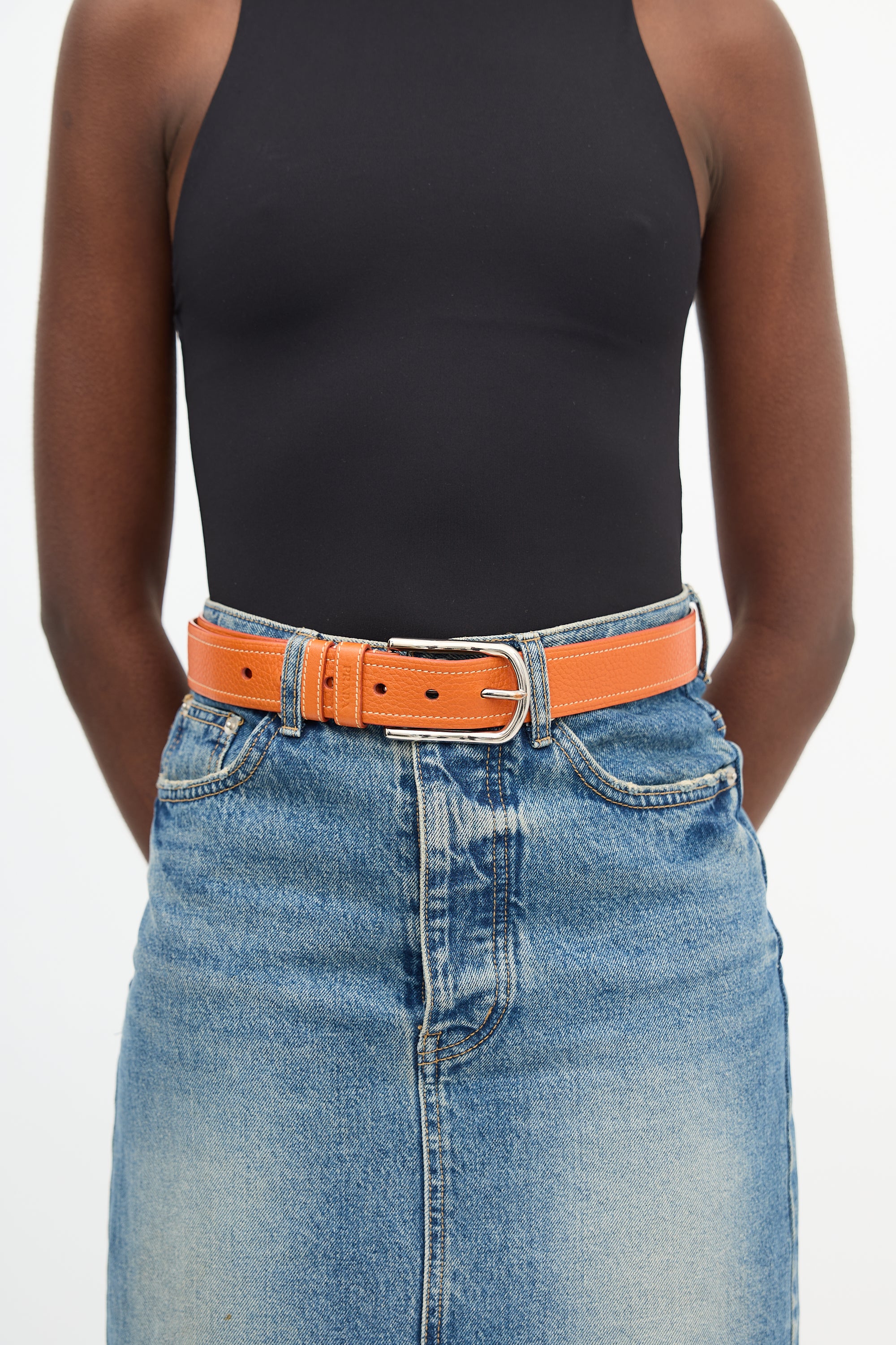 Prada Leather Buckle Belt