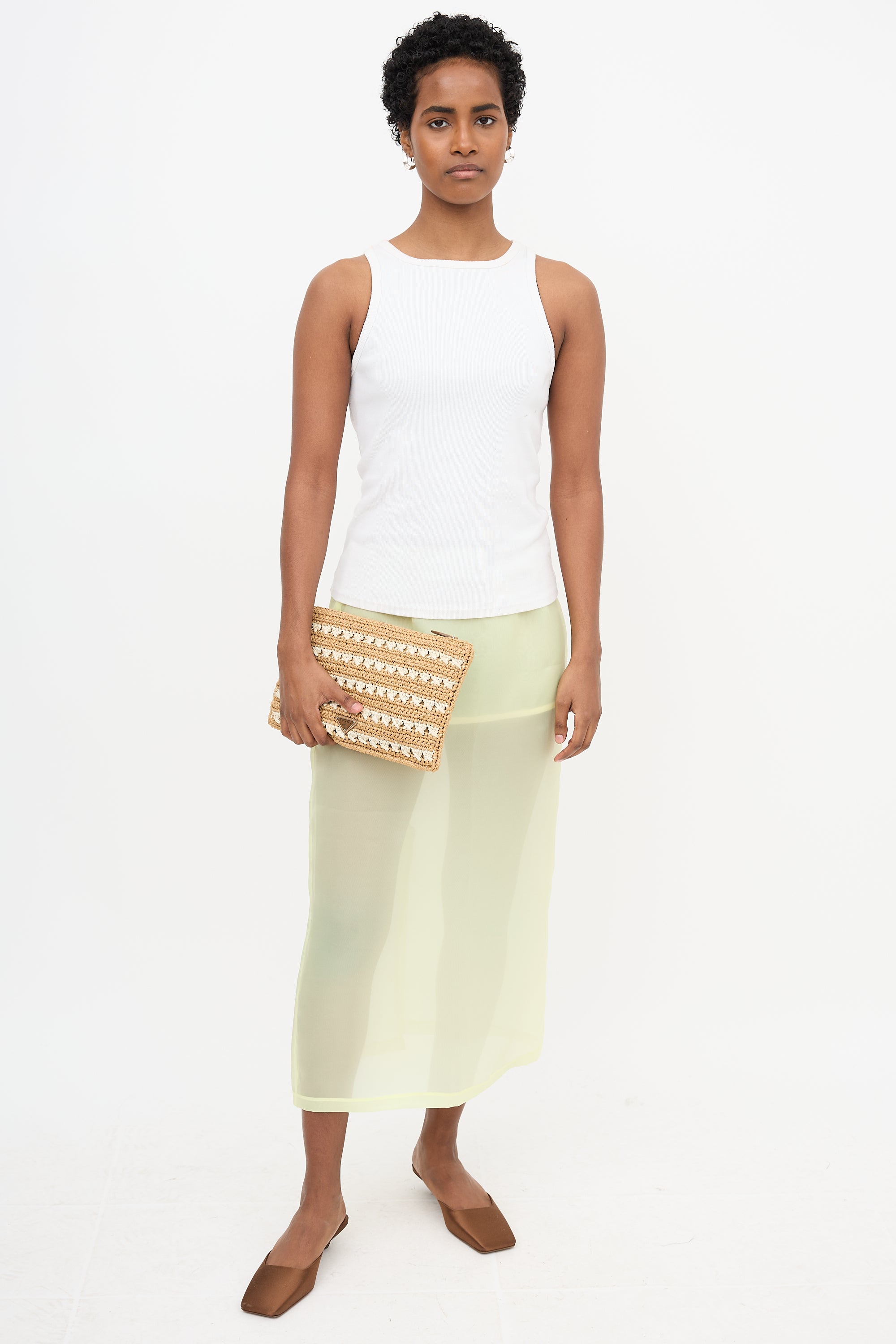 Prada Raffia Stripe Clutch