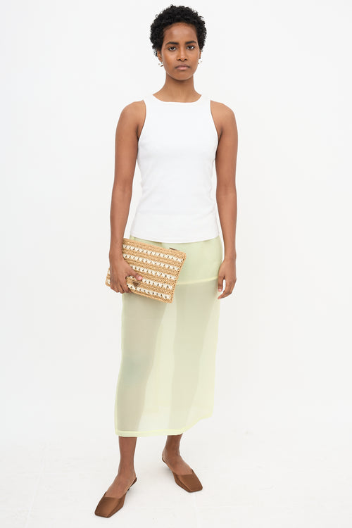 Prada Raffia Stripe Clutch