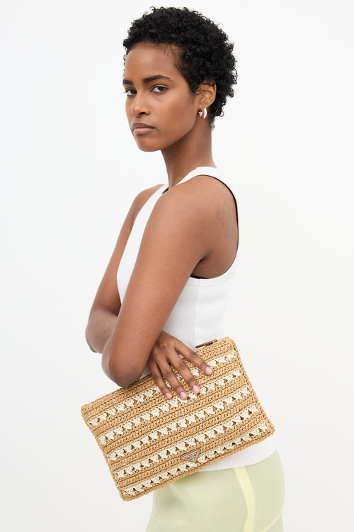Prada Raffia Stripe Clutch