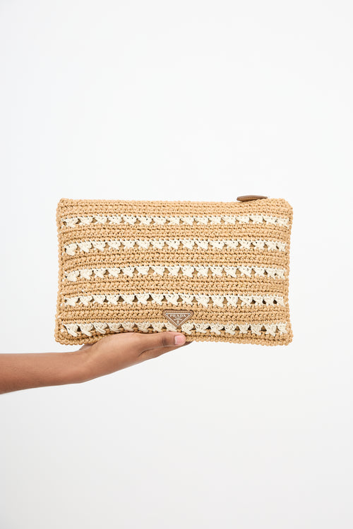 Prada Raffia Stripe Clutch