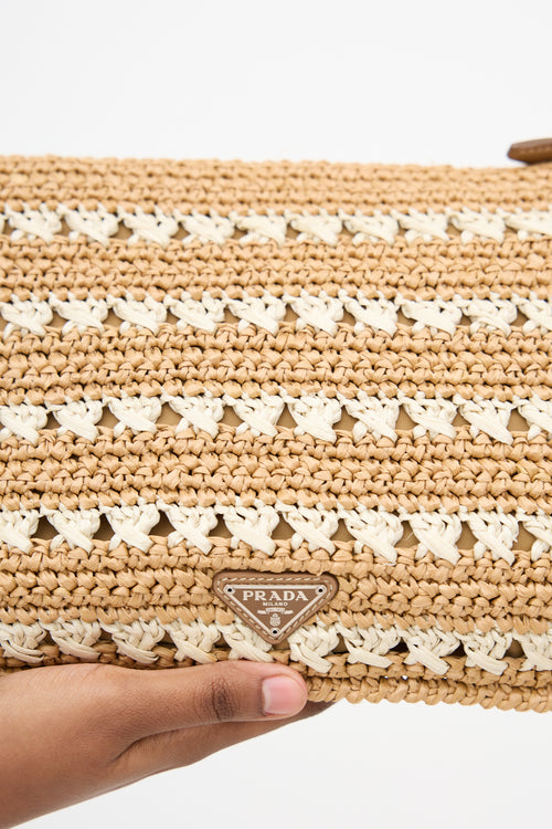 Prada Raffia Stripe Clutch