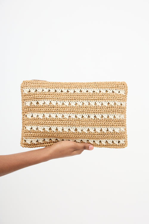 Prada Raffia Stripe Clutch