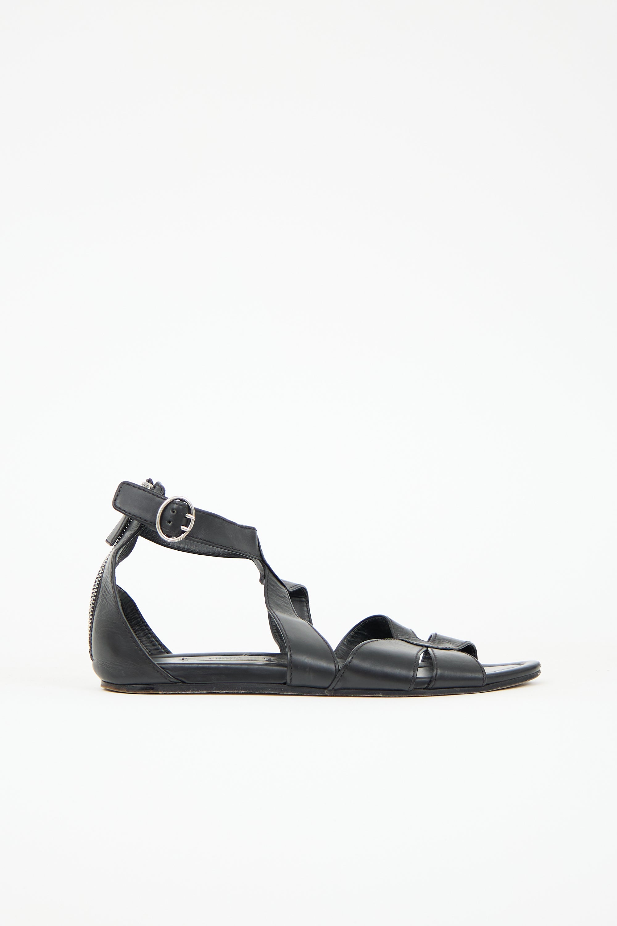 Prada Leather Flat Caged Sandal