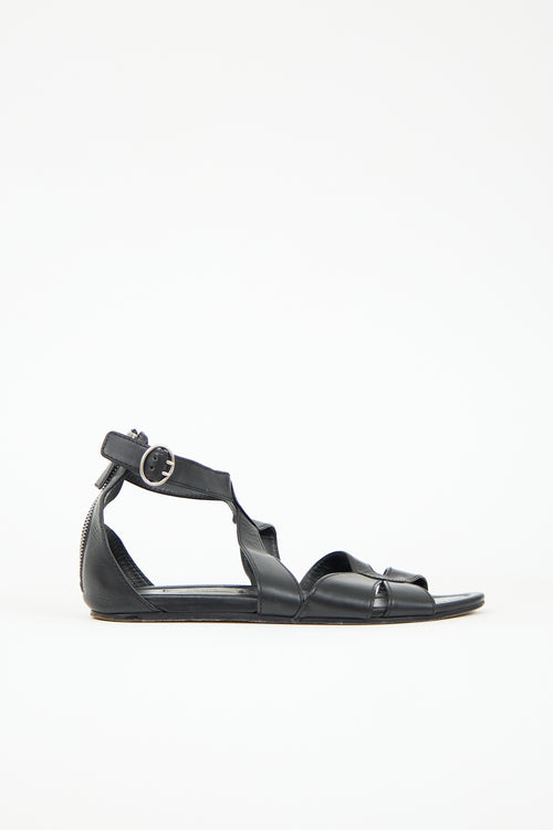 Prada Leather Flat Caged Sandal