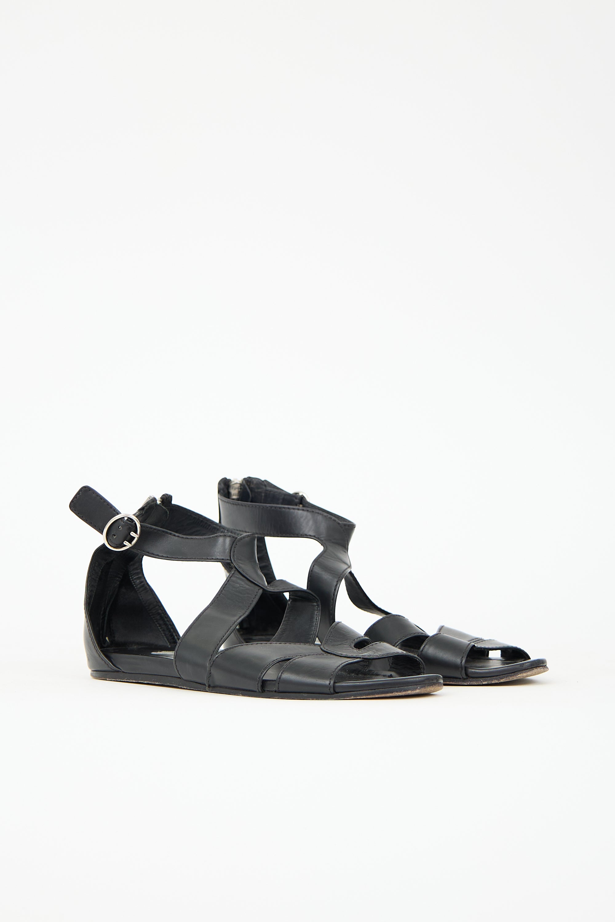 Prada Leather Flat Caged Sandal