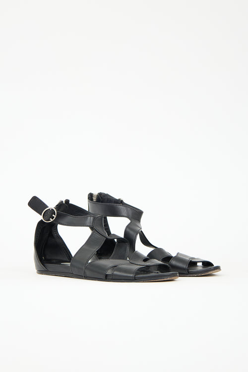 Prada Leather Flat Caged Sandal