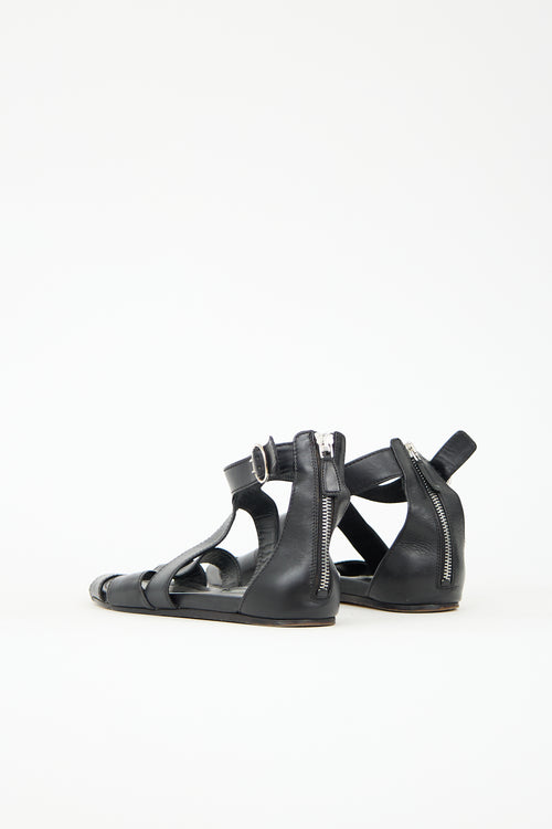 Prada Leather Flat Caged Sandal