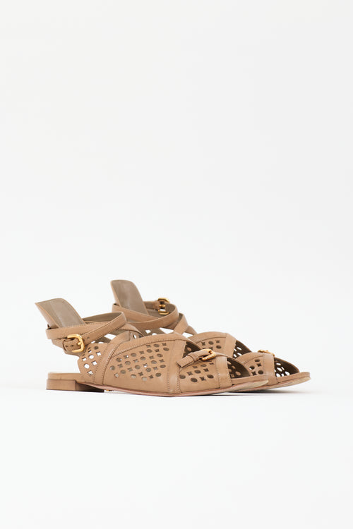 Prada Leather Cutout Sandal