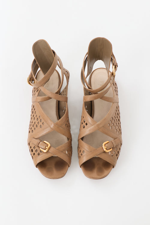 Prada Leather Cutout Sandal