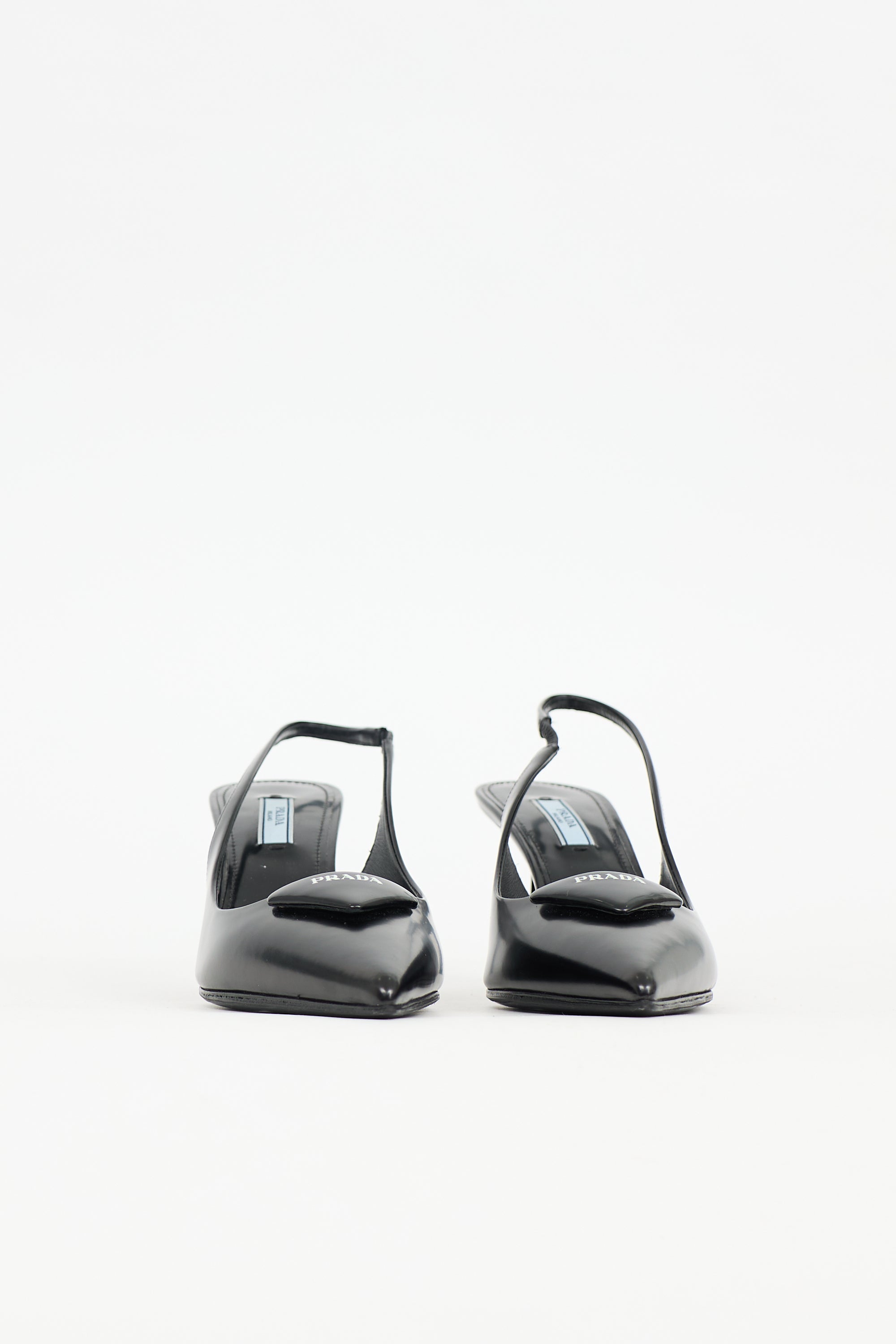 Prada Leather Triangle Slingback Heel