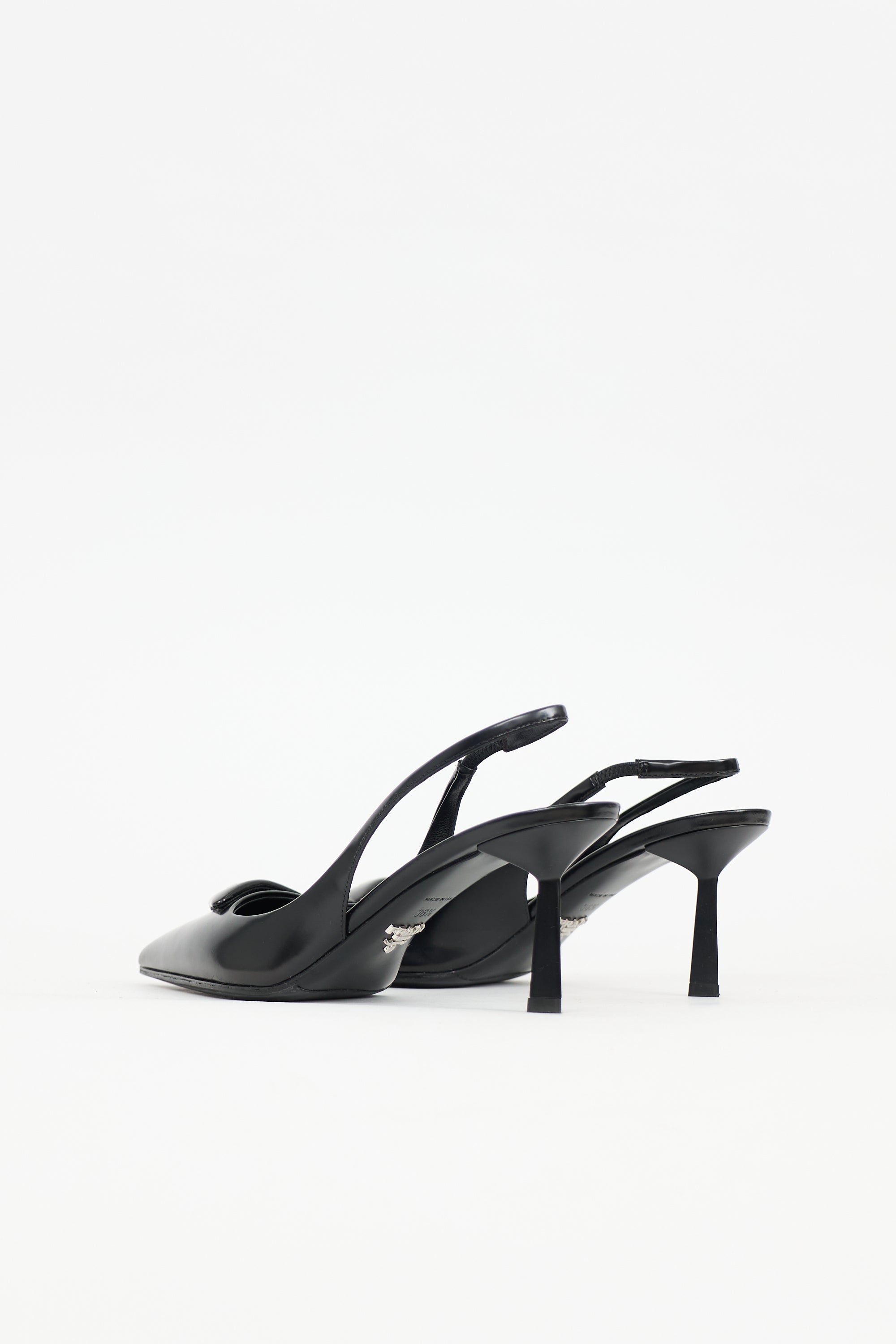 Prada Leather Triangle Slingback Heel