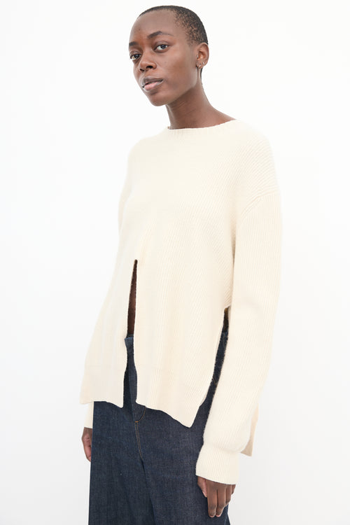 Proenza Schouler Cream Knit Cutout & Tie Sweater
