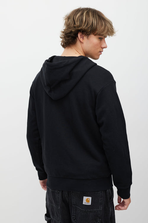Palm Angels Black & Gold Embellished Logo Zip Hoodie