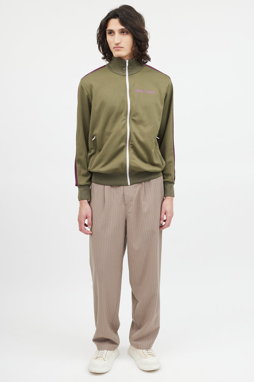 Palm Angels Green & Purple Zip Up Jacket