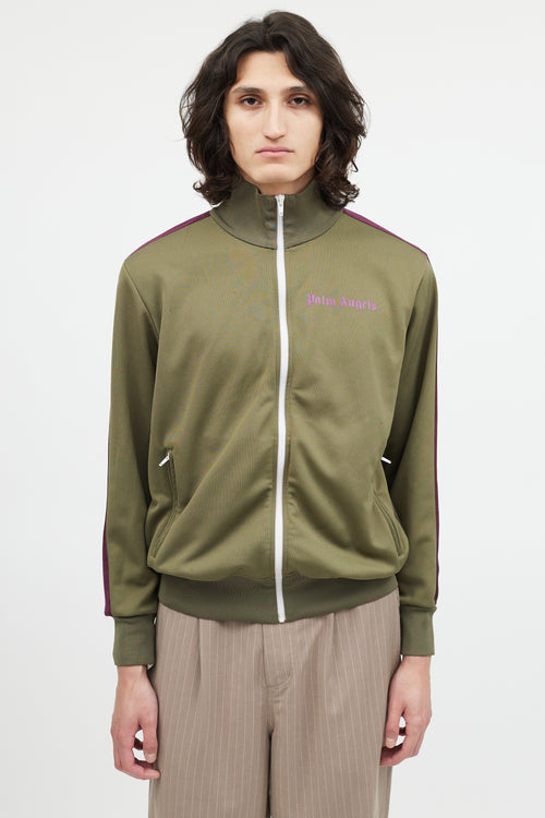 Palm Angels Green & Purple Zip Up Jacket