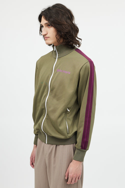 Palm Angels Green & Purple Zip Up Jacket