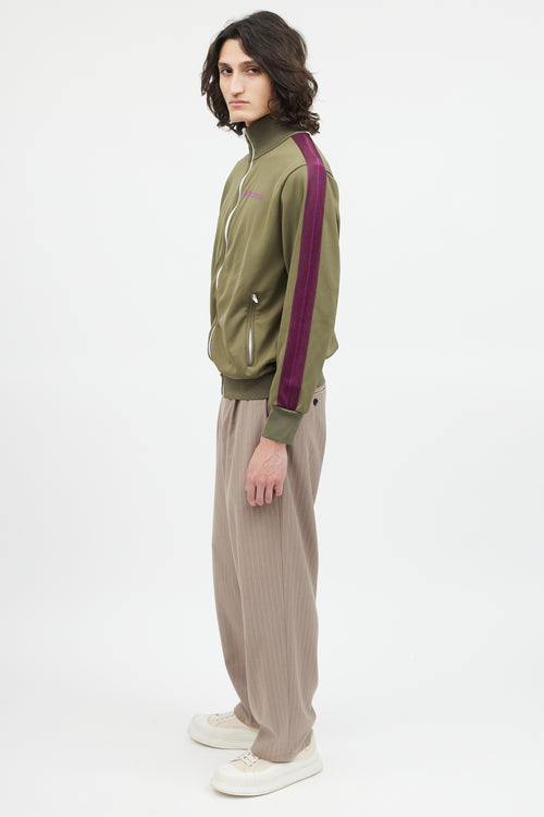 Palm Angels Green & Purple Zip Up Jacket