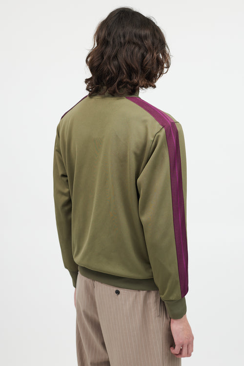 Palm Angels Green & Purple Zip Up Jacket