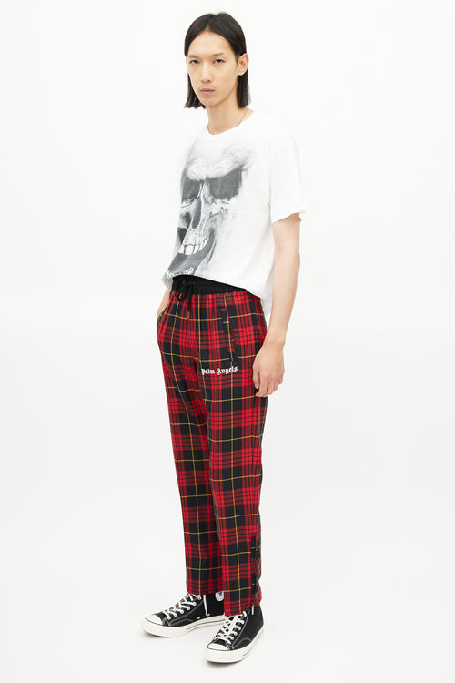 Palm Angels Red & Black Logo Wool Trouser