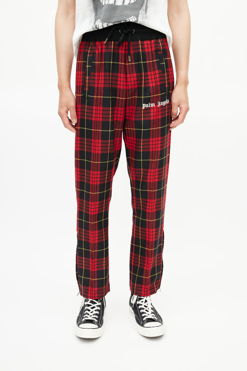 Palm Angels Red & Black Logo Wool Trouser