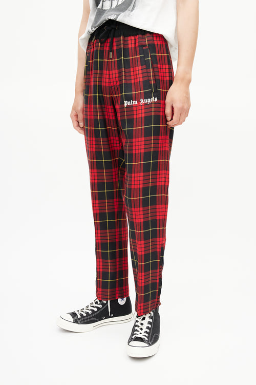 Palm Angels Red & Black Logo Wool Trouser