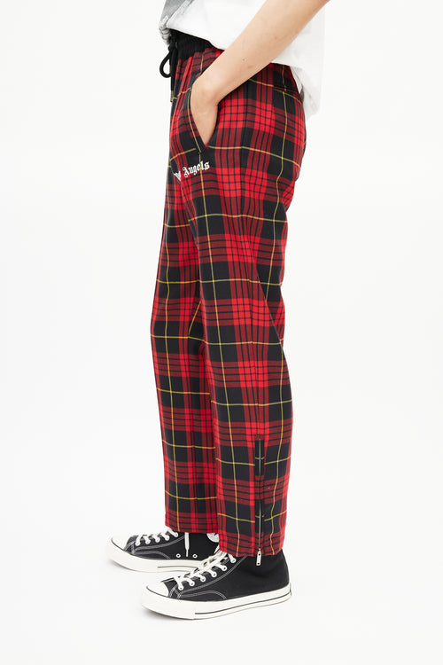 Palm Angels Red & Black Logo Wool Trouser