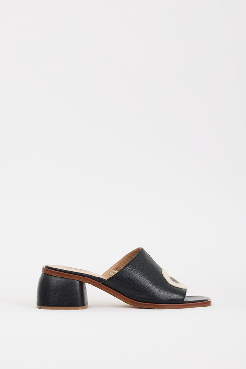 Paloma Wool Black & Cream Leather Balance Yin Yang Mule