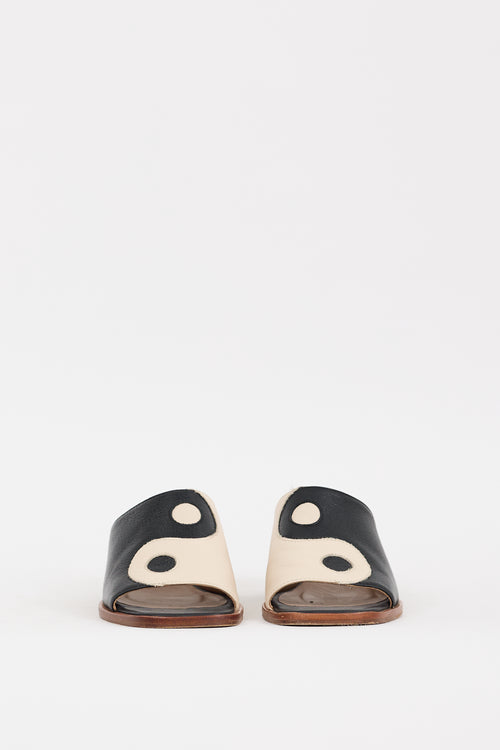 Paloma Wool Black & Cream Leather Balance Yin Yang Mule