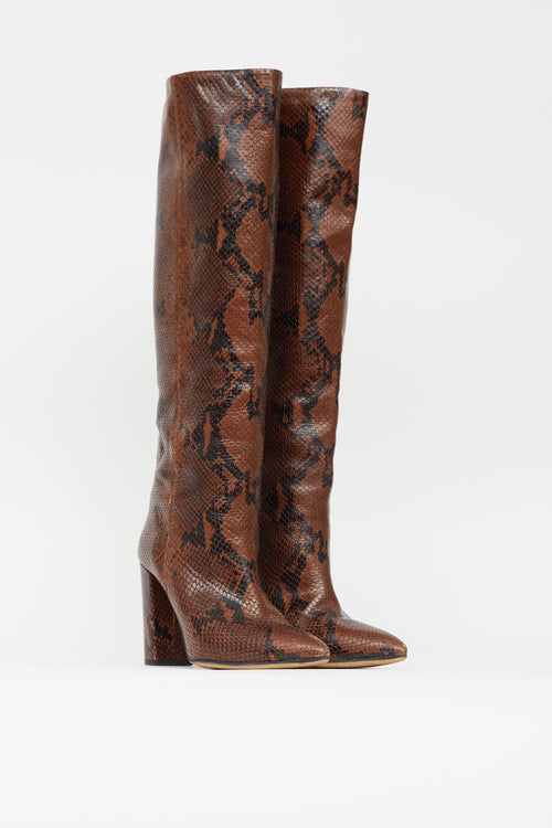 Paris Texas Brown & Black Textured Leather High Heeled Boot