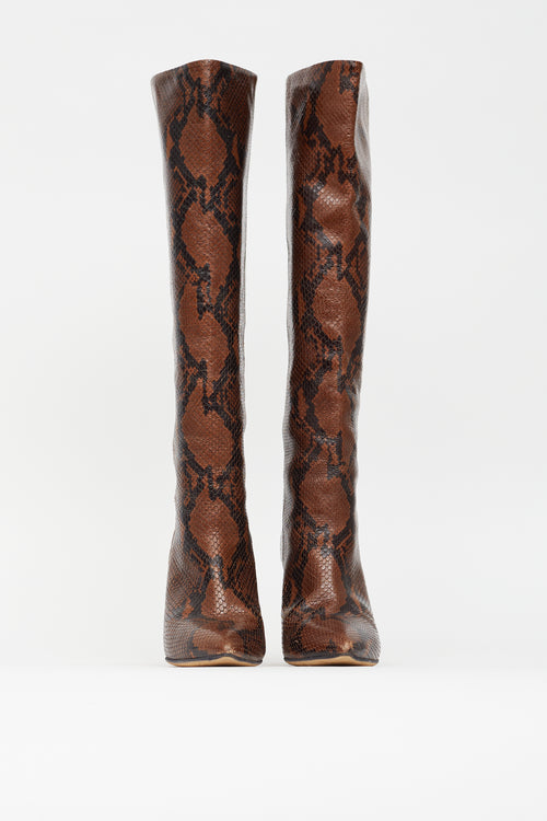 Paris Texas Brown & Black Textured Leather High Heeled Boot