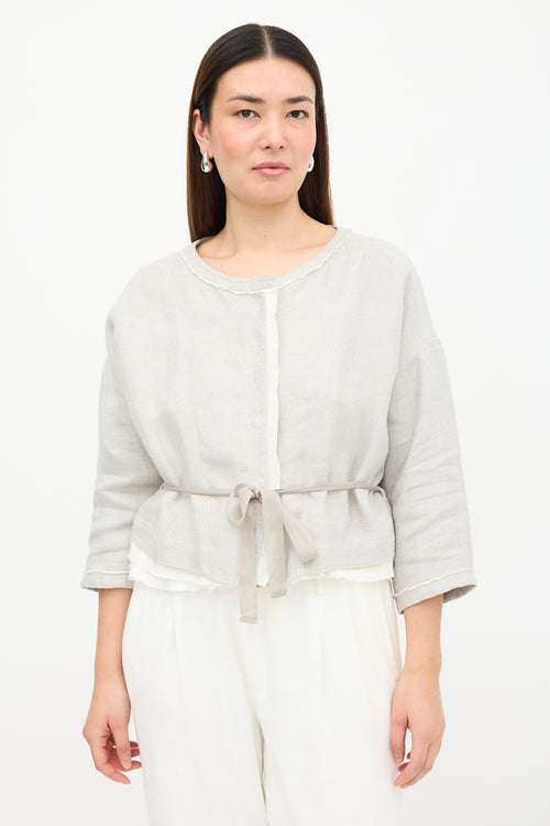 Pas De Calais Linen Cropped Jacket