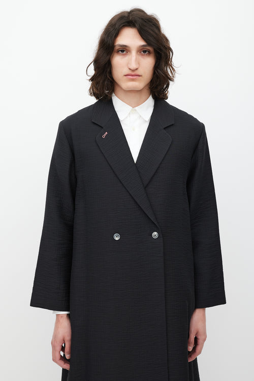 Paul Smith Black & Pink Trimmed Textured Cotton Coat
