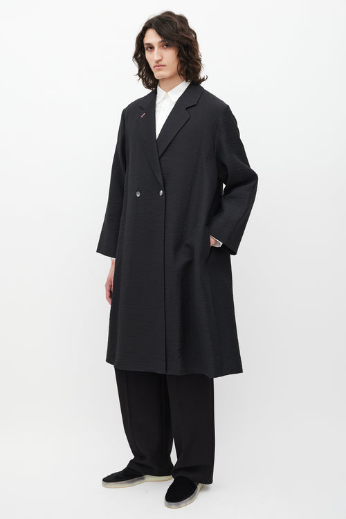 Paul Smith Black & Pink Trimmed Textured Cotton Coat