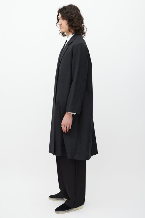 Paul Smith Black & Pink Trimmed Textured Cotton Coat