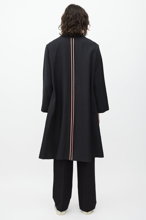 Paul Smith Black & Pink Trimmed Textured Cotton Coat