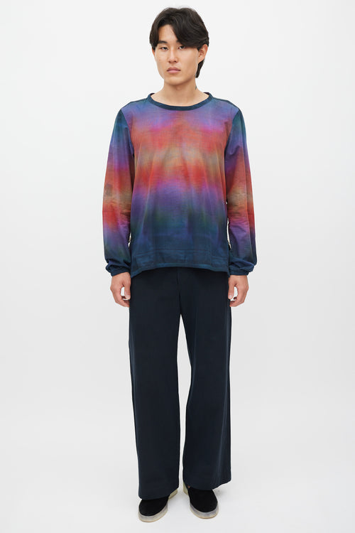 Paul Smith Navy & Multicolour Gradient Zip Top
