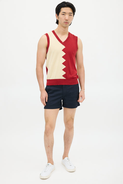 Paul Smith Red & Cream Zig Zag Knit Vest