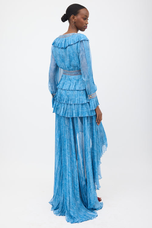 Philosophy di Lorenzo Serafini Sheer Pleated Hi-Low Dress