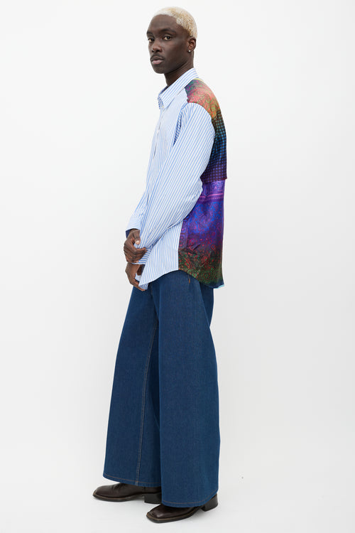 Pierre-Louis Mascia Blue & Multicolour Striped Button Up Shirt