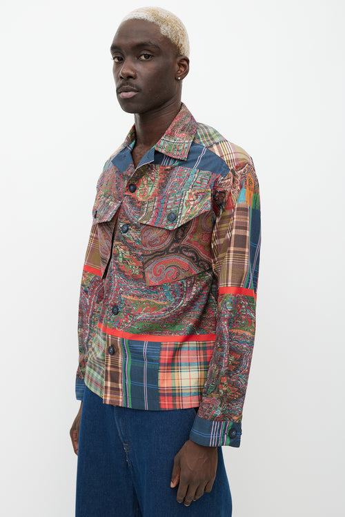 Pierre-Louis Mascia Multicolour Nylon Paisley & Plaid Button Up Shirt