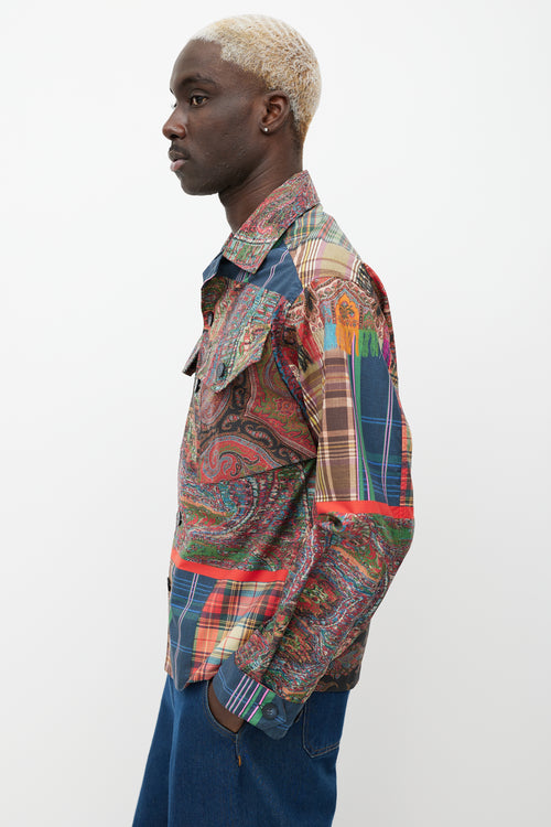 Pierre-Louis Mascia Multicolour Nylon Paisley & Plaid Button Up Shirt