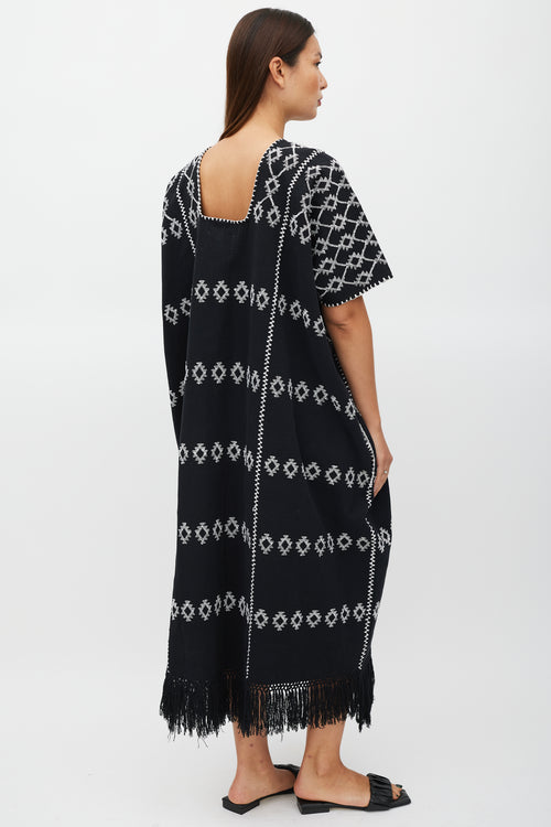 Pippa Holt Black & White Emboirdered No.60 Kaftan Dress