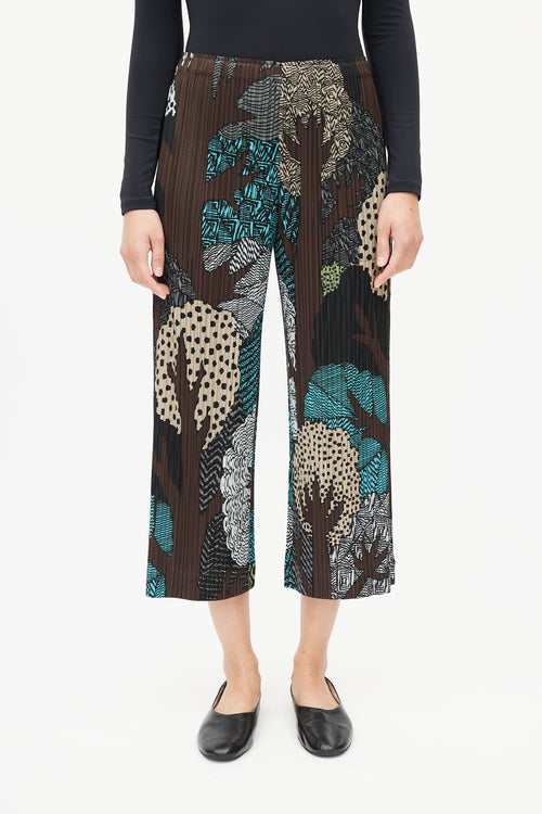Pleats Please Issey Miyake Brown & Multi Print Plisse Pant