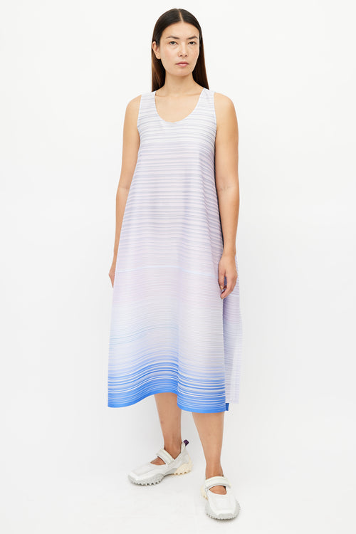 Pleats Please Issey Miyake Purple & Multicolour Gradient Pleated Dress