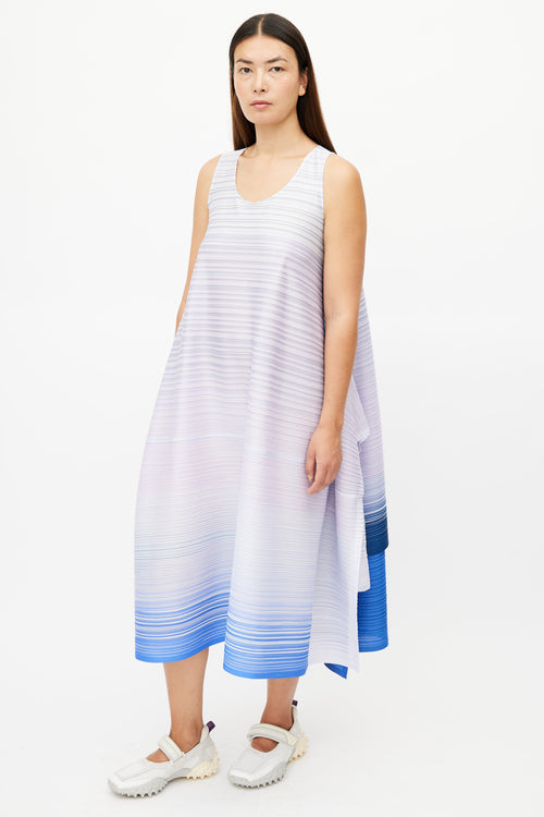 Pleats Please Issey Miyake Purple & Multicolour Gradient Pleated Dress